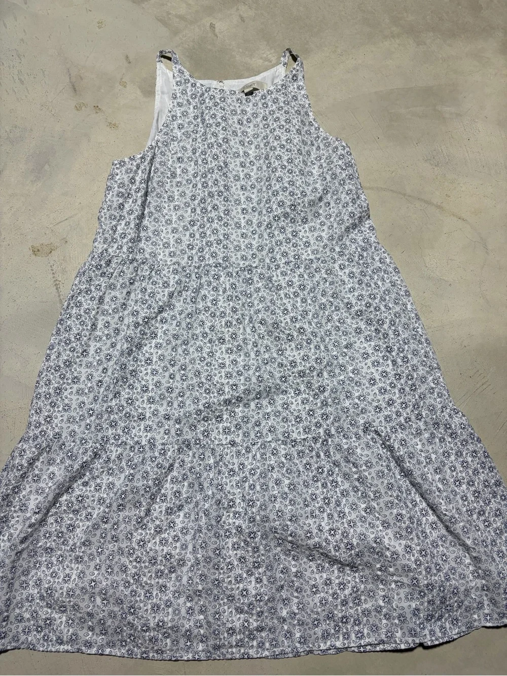 Loft white Floral Tiered cotton Sundress medium